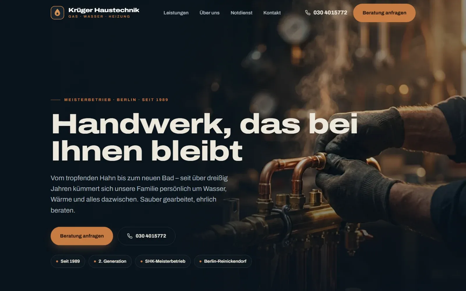 Startseite des Basic-Beispiels als One-Page